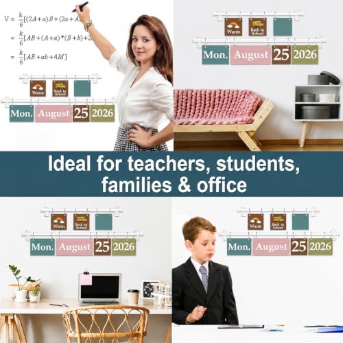 96 Cards Classroom Bulletin Board Decorations Set for Teachers,Flip Calendar with Holder for Classroom,Adjustable Calendar,Preschool Elementary Home Decor Supplies（Modern Fun Ultimate Boho） - style: Modern Fun Ultimate Boho