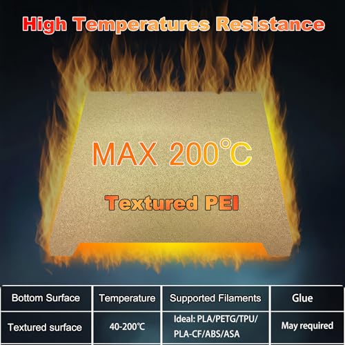 235x235mm Gold PEI Build Plate for K1/K1C/Ender 3/3 V2/3 Pro/5/5 Pro/3 Neo/3 V2 Neo, Double Sided Textured PEI Flexible Spring Steel Platform Heated Printing Bed for Creality 3D Printer - size: 235x235mm