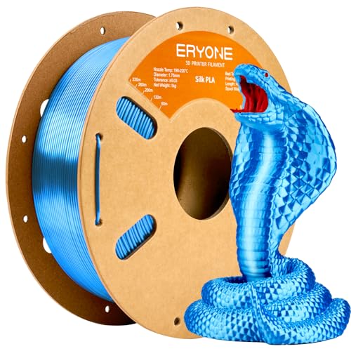 ERYONE Silk PLA Filament for 3D Printer 1.75mm +/- 0.03mm, Shiny Filament 1kg (2.1lbs)/Spool, Silk Blue - color: Silk Blue, size: Silk Pla-1kg