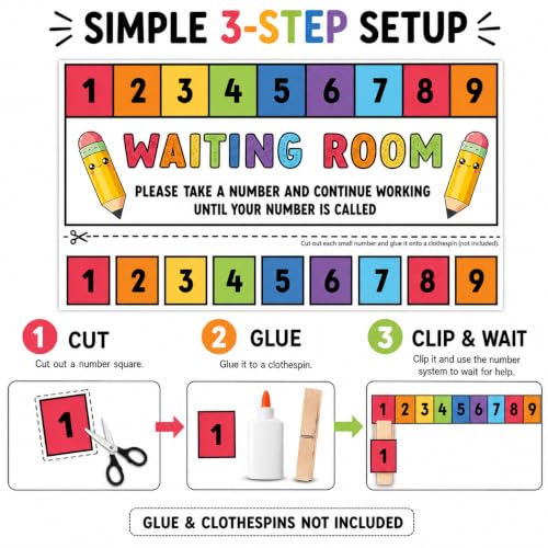 Andaz Press Rainbow Teacher Waiting Room Sign, Please Take a Number Classroom Poster for Student Management, Teacher Waiting in Line System, Behavior Management Visual Aid, 8.5x11 Thick Cardstock - color: Rainbow Teacher Waiting Room Sign