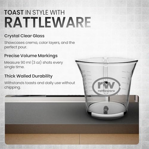 Rattleware 3oz Espresso Shot Glass Pitcher with Double Spout, Measuring Cup