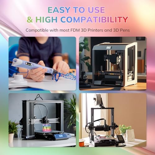 AMOLEN Silk PLA 3D Printer Filament, Shiny Multicolor Rainbow 1.75mm, 1KG - color: Bloom