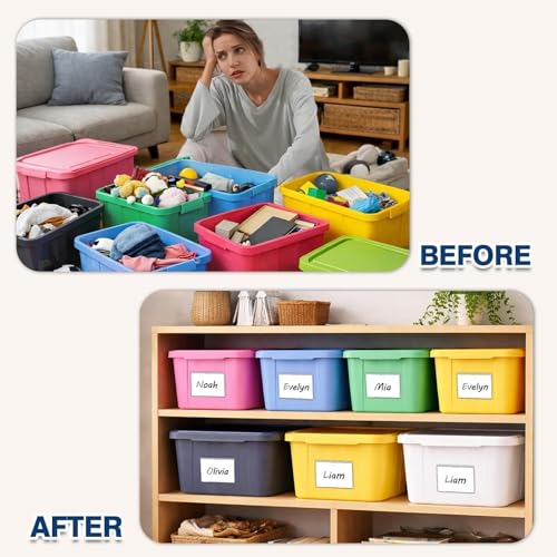 H4D 24 Pack labels for Storage Bins, 3" x 5" Plastic Clear Adhesive Pockets - size: 3" x 5", style: 24 Pack