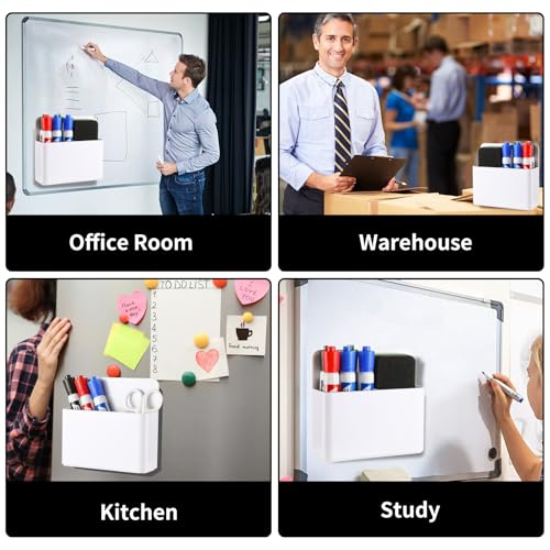 Camelmother 2Pcs Magnetic Dry Erase Marker Holder For Whiteboard Fridge - color: White