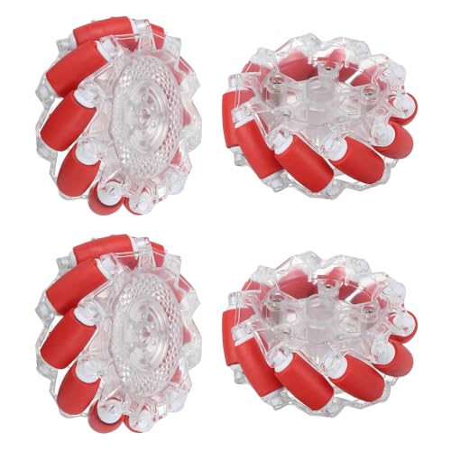 MECCANIXITY 2Set Mecanum Wheels Set, 66mm / 2.6" ABS Rubber Omnidirectional Wheels for Smart Robot Car Parts DIY Models Accessories, Red