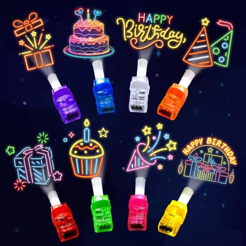 24Pcs Neon Happy Birthday Party Favors LED Finger Lights for Kids Ages 3-12 - style: Birthday neon