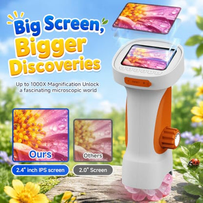 1000X Handheld Digital Microscope for Kids: Explorer 4K Magnifying Glass - color: Yellow