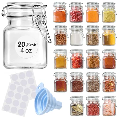 SKOCHE Spice Jars 20 Pack Small 4 oz Glass Jars Spice Jars Herb Jars - size: Small