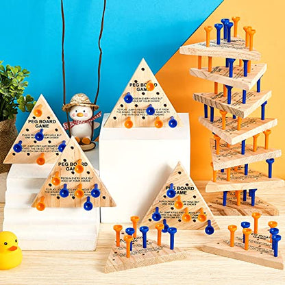 Deekin 24 Pack Wooden Triangle Peg Game Puzzle Classic Strategy Board