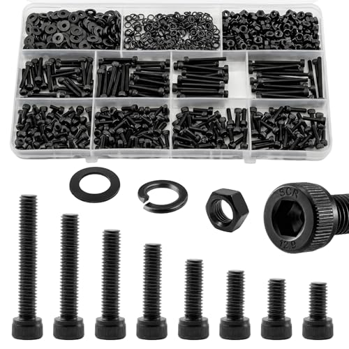 1000Pcs UIETUIL M3 Hex Socket Head Cap Screws Kit, M3x6-30mm, 12.9 - size: M3 Cap 12.9 - 1000PCS