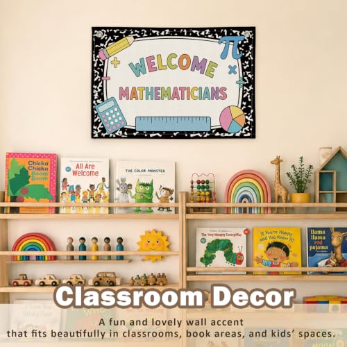 Math Classroom Decor Canvas Wall Hanging Banner - color: 04-Welcome Mathematicians - Math Icons
