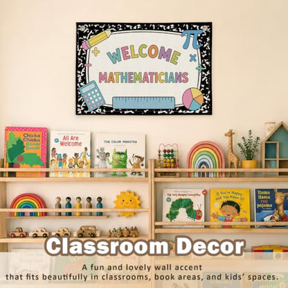 Math Classroom Decor Canvas Wall Hanging Banner - color: 04-Welcome Mathematicians - Math Icons