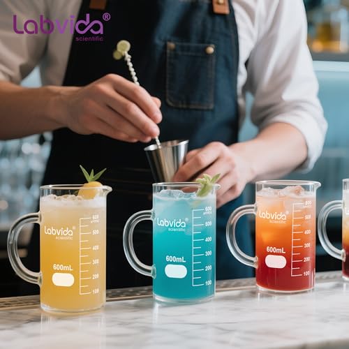2pcs Beakers with Handle, 500ml, 3.3 Borosilicate Glass, Griffin Low Form Beaker Mug with Printed Graduation, LVAT001 - color: 2PCS of Vol. 500ml