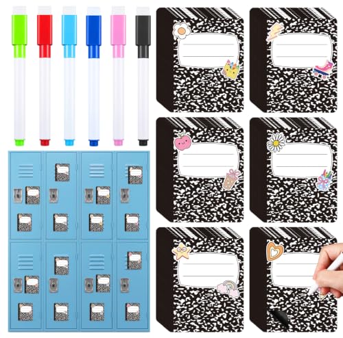 Kingdder 72 Pcs Magnetic Name Tags, Composition Dry Erase Locker Labels - style: Composition