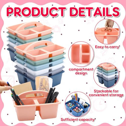 Potchen 12 Pack Caddy Organizer with Handle Plastic Table Supply Caddy Bulk