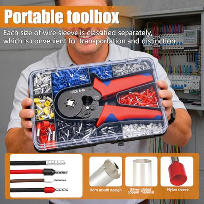 mankk 1500PCS Ferrule Crimping Tool Kit,Silver Plated Copper Crimp Terminal - color: 1501pcs