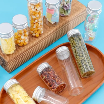 30 Pcs Glass Test Tubes with Screw Caps, 25ml Reusable Transparent Flat Bottomed Container Tubes Empty Clear Glass Sample Test Bottle for Candy Storage Bath Salts Liquids Art Craft (25ml) - size: 25ml