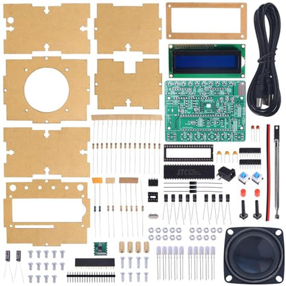 FM Radio Kit, ICSTATION Soldering Projects Radio with LED Flashing Lights DIY Radio Kit LCD1602 Display FM 87-108MHz Soldering Practice Kit for Back to School Solder Education Creative Present