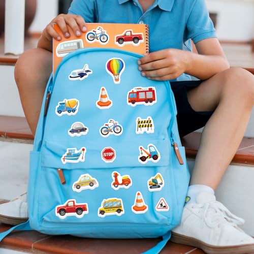 300Pcs Transportation Foam Stickers, Self-Adhesive Truck Cartransportation Stickers Car Foam Decals Sticker Decorations for Home Office School Classroom DIY Art Craft Party Supplies - style: Transportation