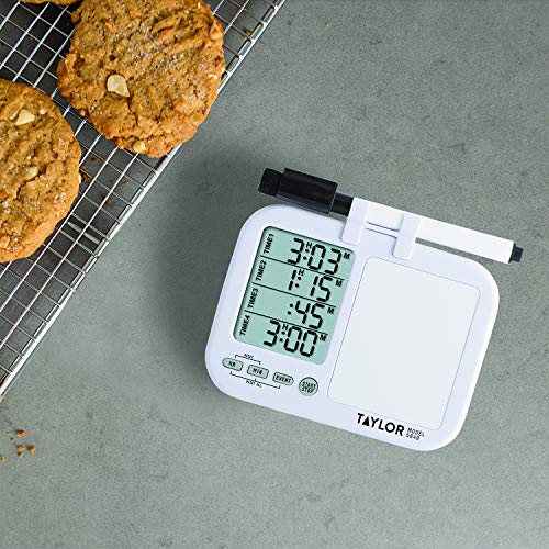 Taylor Four-Event Digital Kitchen Timer with Dry Erase Whiteboard