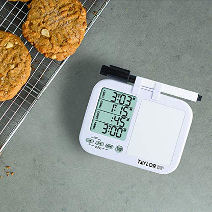 Taylor Four-Event Digital Kitchen Timer with Dry Erase Whiteboard