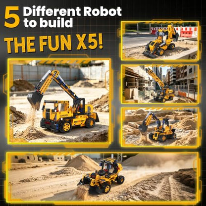 5 in 1 STEM RC Excavator Robot Building Kit Toys for Kids Boys Age 6-14