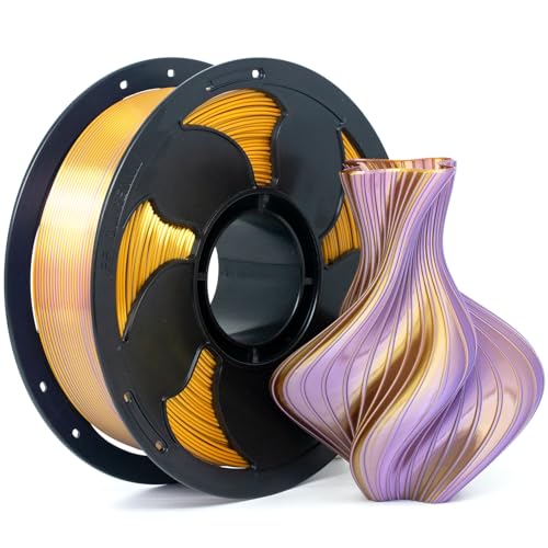 Silk Dual Color Gold Purple PLA 1.75mm 1kg Shiny 3D Printer Filament FDM - color: A_pla-2ssc-10 Silk Gold+purple