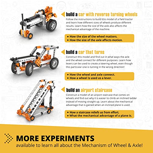 Engino STEM Toys, Mechanics: Wheels, Axles & Inclined Planes, Building Toys for Kids 9+, Fun Educational Set, Gifts for Boys & Girls, Kids Engineering Kit (14 Model Options) - style: Wheels, Axles & Inclined Planes