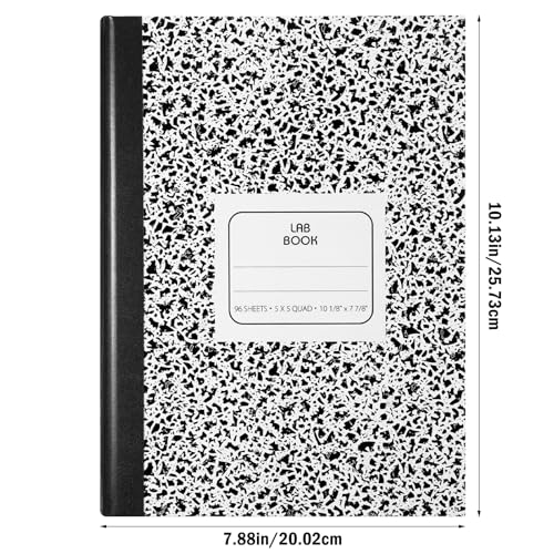 Humyoun 3 Pack Laboratory Notebook, 5 x 5 Quad Ruling Lab Notebook Graphing Notebooks Graph Paper Black Marble Composition Cover, 10.13 x 7.88 Inch, 96 Sheets - color: Black