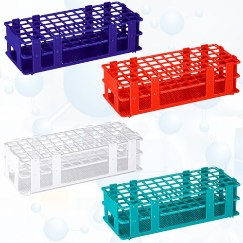CroBlissful 4 Pcs 60 Hole Plastic Test Tube Rack Lab Holder Rack for 16mm/20mm Tube Detachable, Multi Color - color: Multi Color, size: 60 Hole