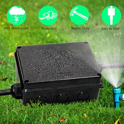 Outdoor Waterproof Box,Junction Box Reserved Holes IP65 ABS Plastic Electrical Boxes Power Cord Enclosure Project Box Black Outer Size 5.9 x 5.9 x 2.8 inch(150x150x70mm) - size: 5.9" x 5.9" x 2.8"