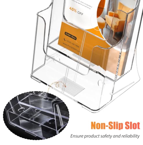 FUCDTEFC Acrylic Brochure Holder 8.5x11 & 4 x9 Inches, Clear 2 Tier Literature Magazine Stand Brochure Display Stand w Removable Divider Universal, Pamphlet Flyer Holder for Wall Mount or Countertop - size: 1 Pack 2-Tier Brochure Holder