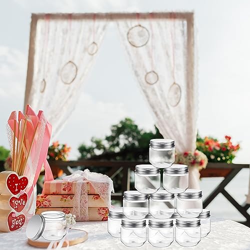 Tanlade 60 Pcs 3 oz Clear Plastic Mini Mason Jars with Lids, Silver - color: Silver