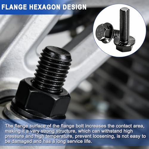 Taiss 40PCS M6-1.0 x 25mm Metric Flange Hex Head Bolts,Hex Drive Screws 10.9 Black Zinc Plated Alloy Steel,M6x1.0 Bolt,Full Thread Hex Bolts - color: BK M6x25mm