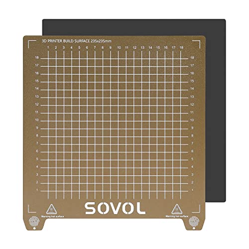 Sovol SV06 Flexible Steel Platform with Textured PEI Surface and Magnetic Bottom Sheet with Adhesive 235x235mm for Creality Ender 3/3 Pro/3 V2/3 S1 Sovol SV05/SV07 Aquila Kobra Neptune 2 3D Printer - size: 235*235mm
