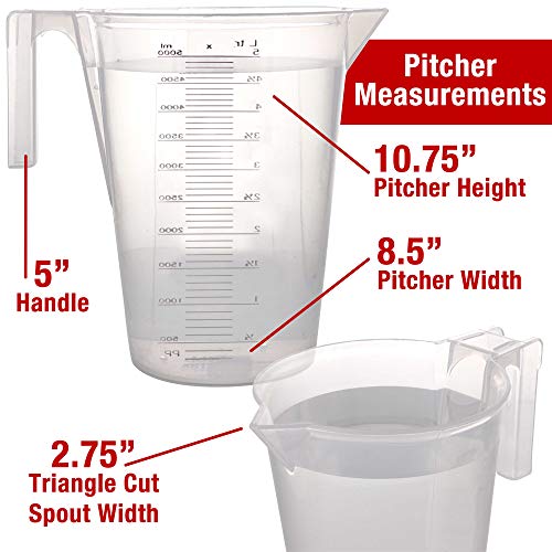 TCP Global 5 Liter (5000ml) Plastic Graduated Measuring and Mixing - size: 5000ml