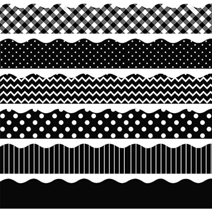 Containlol 118ft Bulletin Board Border Classroom Border, Black White Style - style: Black White Style