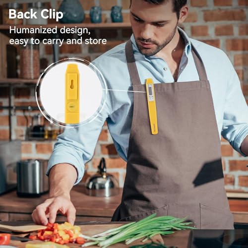 Akozon Digital Food Thermometer Automatic Calibration Pen High Accuracy Electronic Pocket Thermometer Yellow Home and Family Appliance and Decor - color: Yellow