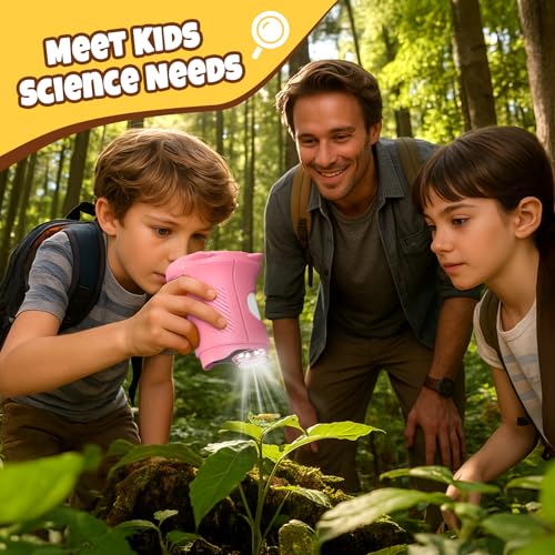 Handheld Digital Mini Microscope for Kids: 1000X 4K 2.4" Microscopes Toys - color: Pink