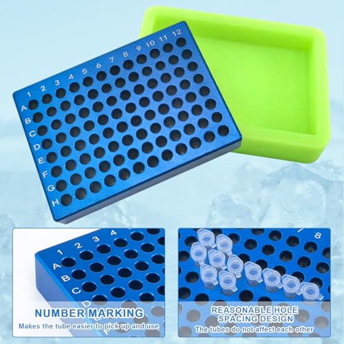 Aluminum Cooling Block - PCR Plate Cooler ，96-Well for 0.2 mL Tubes, Strips or 96-Well Plates (96-Well) - size: 0.2mL 96 well or 96 PCR plate