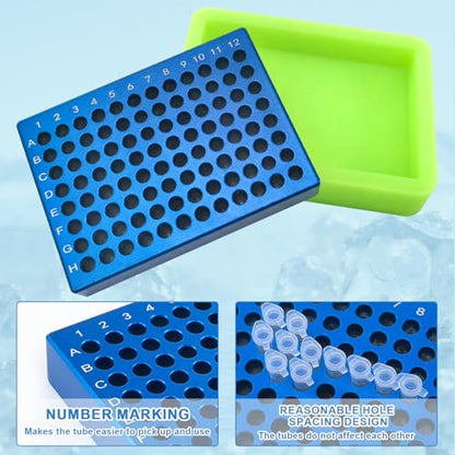 Aluminum Cooling Block - PCR Plate Cooler ，96-Well for 0.2 mL Tubes, Strips or 96-Well Plates (96-Well) - size: 0.2mL 96 well or 96 PCR plate