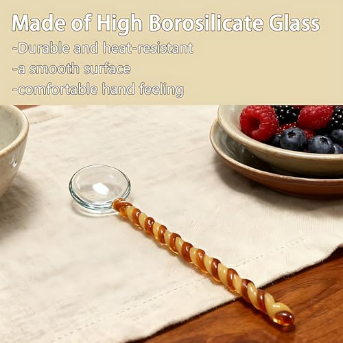 Glass Coffee Stirring Spoons 6.7 Inch Clear Crystal Cocktail Mixing Spoon Candy Color Teaspoons Ice Cream Jam Yogurt Swizzle Stick Stirrer for Bar Cafe Party Banquet (Green Yellow) - color: Green Yellow