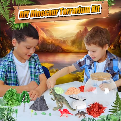 7july Dinosaur Activities Toys-Dinosaur Terrarium Craft Kits for Boys-Birthday Gifts for Kids Age 4 5 6 7 8 Years Old