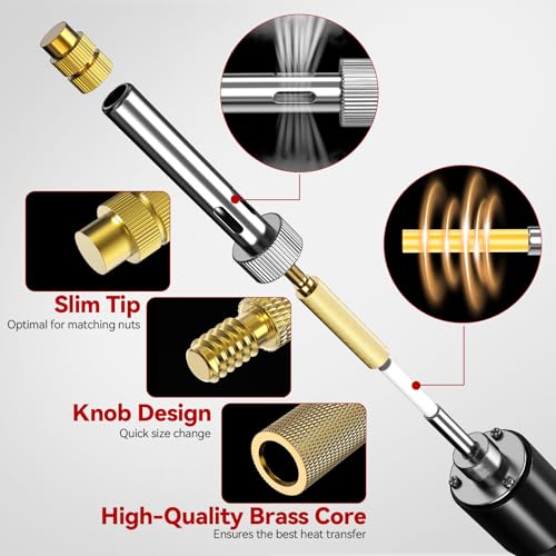 Threaded Inserts Set 60W Nut Inserts Tool Kit Digital Soldering Iron with Adjustable Temperature 392°F–932°F, M2 M3 M4 M5 M6 Heat Insert Tips with Suitcase for 3D Printing DIY Plastic Repair Tool - size: M2 M3 M4 M5 M6