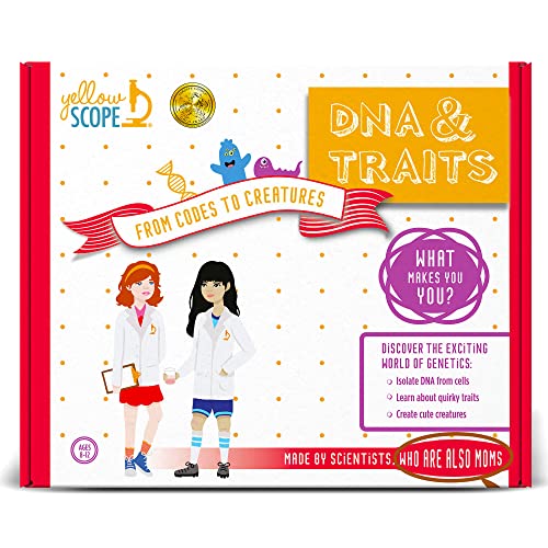 YELLOW SCOPE Genetics Science Kit - DNA & Traits Kit, Metal Lab Tools, Ages 8-12 - Hands-On STEM Science Experiment & Educational Toy - Genetics Lab Setup - style: DNA & Traits Science Kit