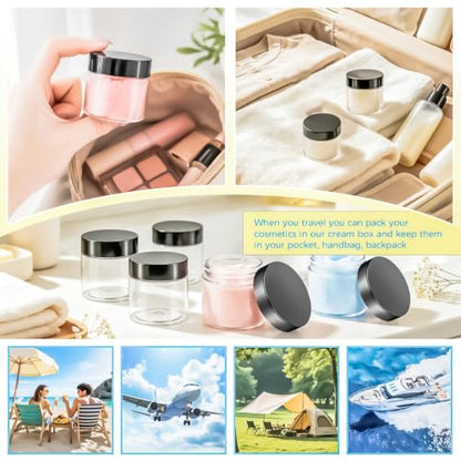 10 Pack 2oz Plastic Jars Round Clear Containers with Lids, 60ml Empty Small Cosmetic Jars Makeup Containers, 2ounce Slime Jar Travel Cosmetic Container for Cream Lotion Sample Ointment,Black - color: Black, size: 2oz-10pack