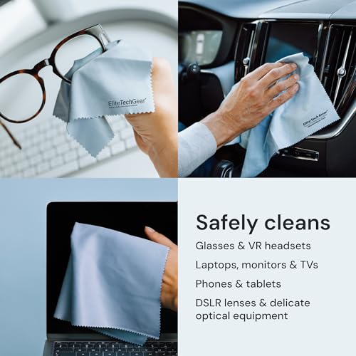 Elite Tech Gear Eyeglass Cleaning Cloth, 4-Pack Blue, 12x12 Glasses Cloth - color: Blue, size: 12'' x 12'' (Pack of 4)