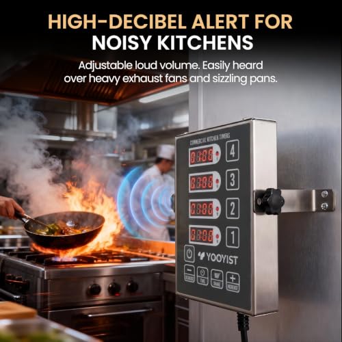 4 Channel Commercial Kitchen Timer Digital Stainless Steel Timer - color: Gray