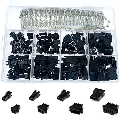 560 Pcs 2.54mm Pitch 2 3 4 5 Pin JST SM Connectors Male/Female Plug Housing Pin Header Crimp Terminals Assortment Kit - size: 560Pcs