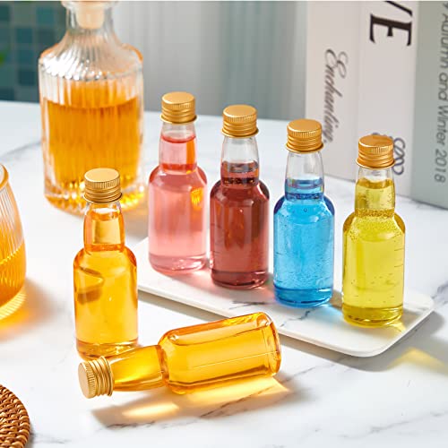 2 oz 120 Pcs Mini Liquor Bottle Plastic Alcohol Bottle, Gold - color: Gold, size: 2 oz